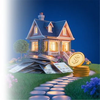 house sitting on top of money and gold