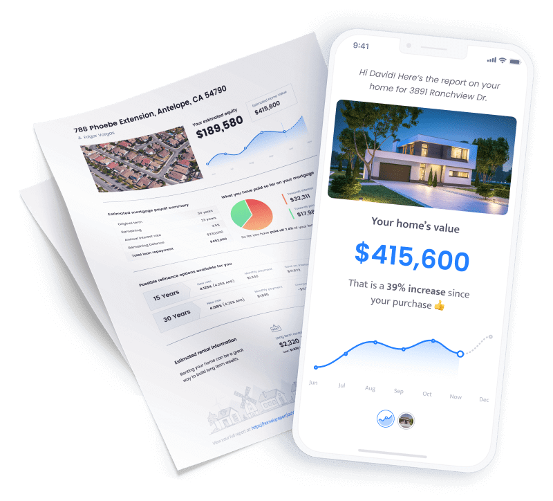 Phone displaying a HomeIQ Home value report
